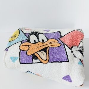 90s‎ Looney Tunes Blanket Fuzzy Approx Twin 82x58" Sylvester Daffy Bugs Bunny